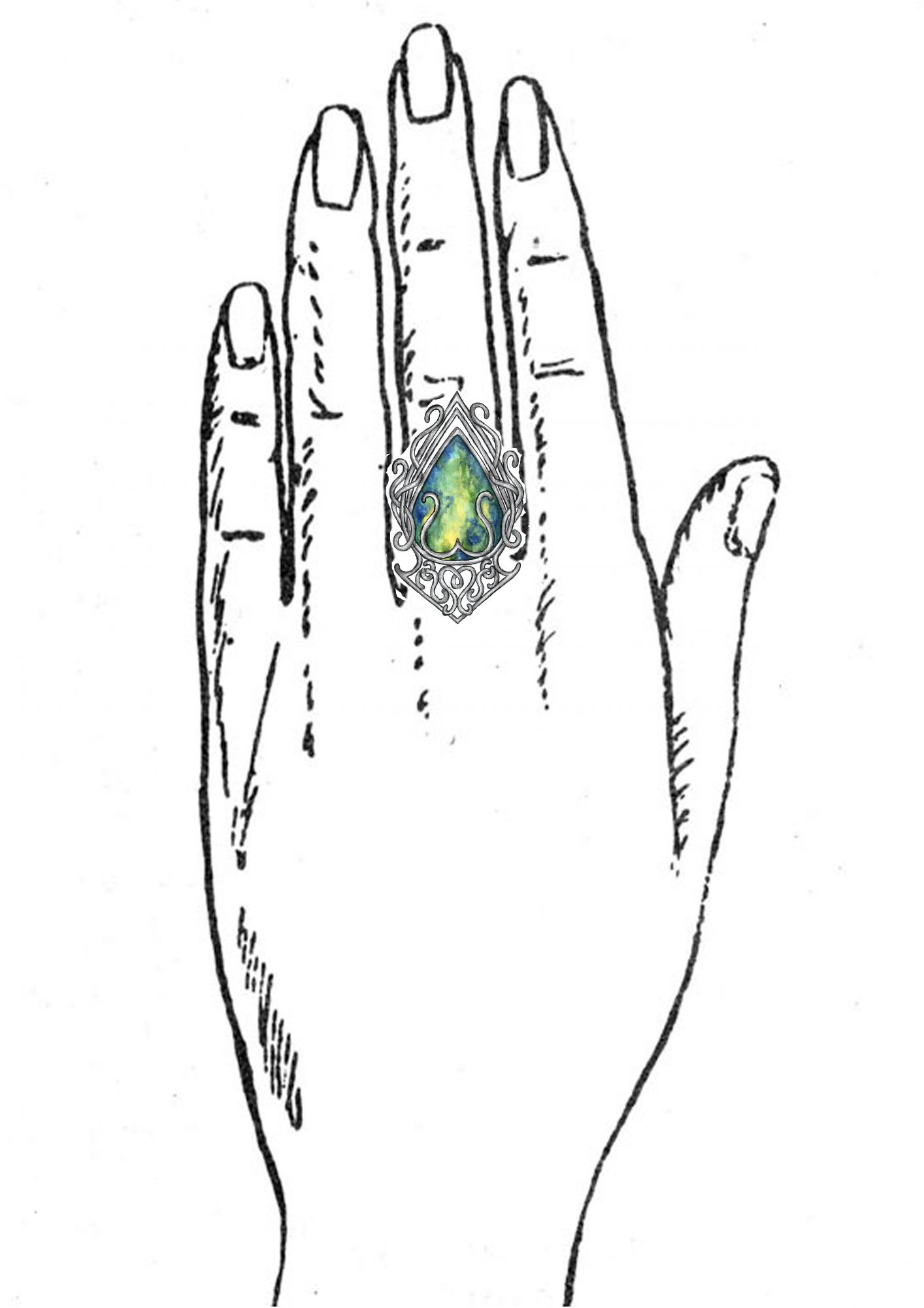 Нарисовать кольцо на руке